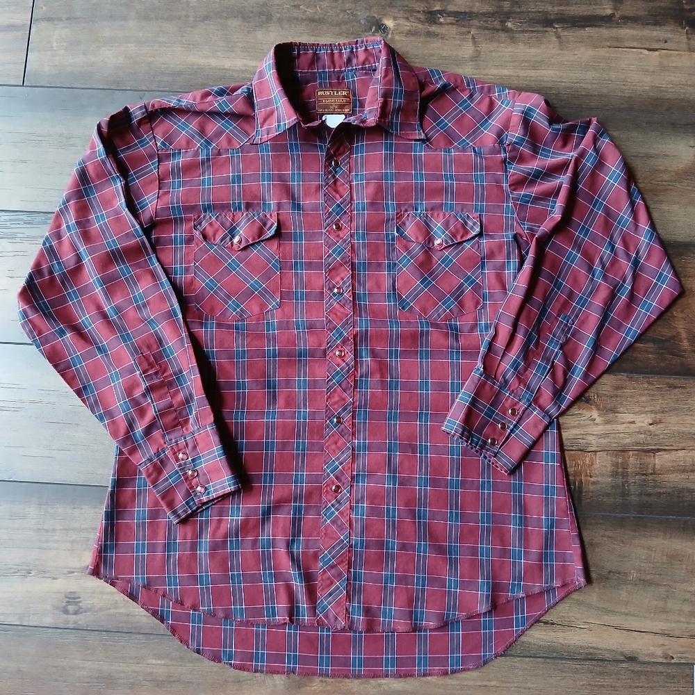 Vintage Rustler red pearl snap western shirt XL